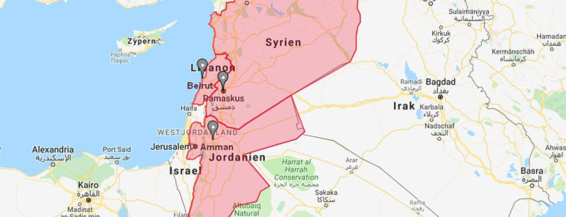 Infografik über die RHEP Programmländer Libanon Syrien Jordanien